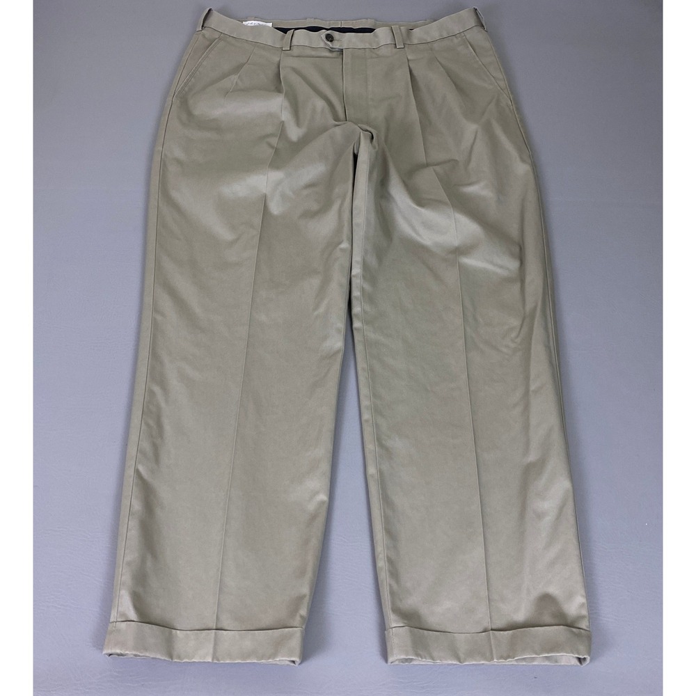 John W Nordstrom Smartcare Khaki Pleated Pants Men's Size 40x29 Supima Cotton